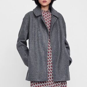 ZARA WIDE LAPEL COAT gray